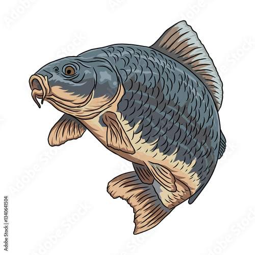 carp fishing illustration logo vector image t shirt