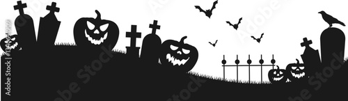 Spooky Halloween Graveyard Silhouette
