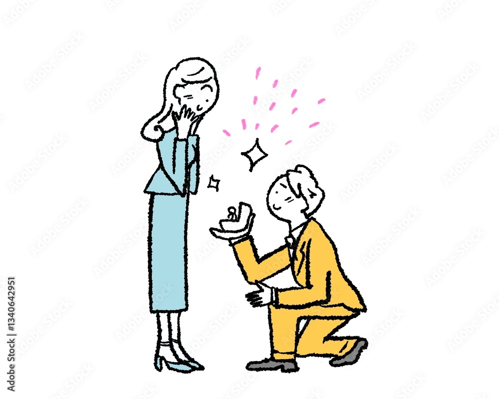 ひざまずいてプロポーズする男性 ひざまずいてプロポーズする男性