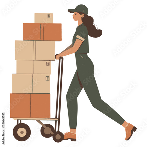 Young woman boxes illustration package vector
