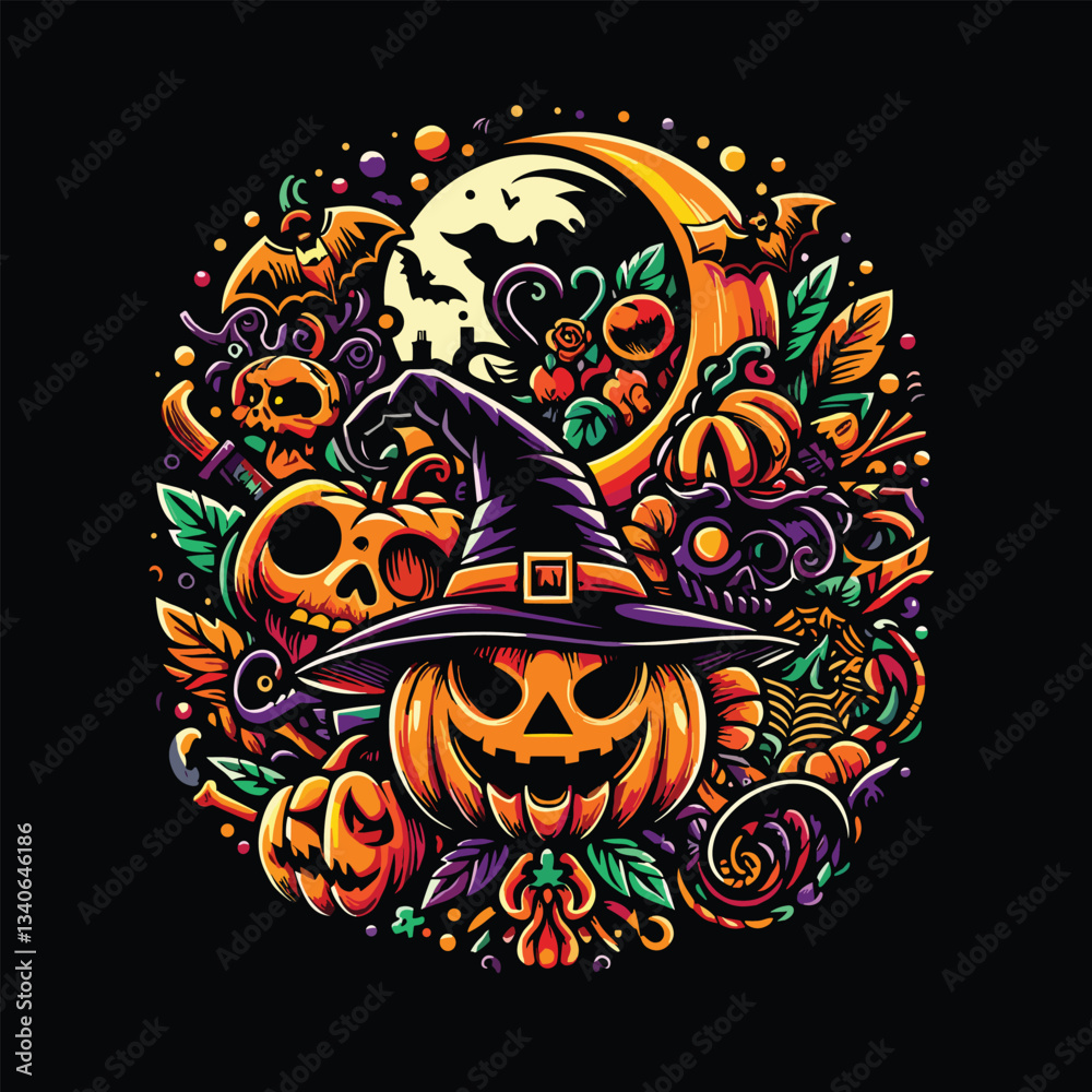 Naklejka premium Happy Halloween Day design vector for t-shirts and other uses.