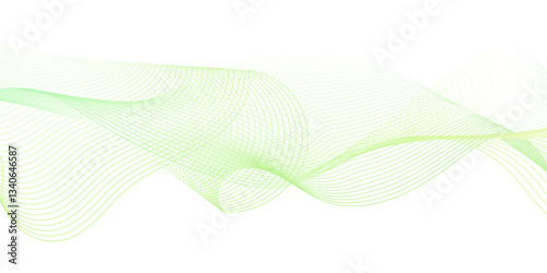 Vector style green line abstract smooth frequency isolated element creative blend curve flow line technology modern white web banner vector beautiful waveform light music energy design.	