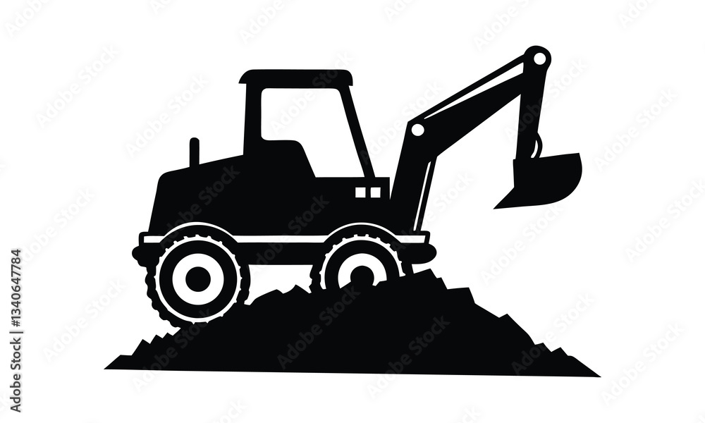Naklejka premium Backhoe Digging Soil Simple Icon