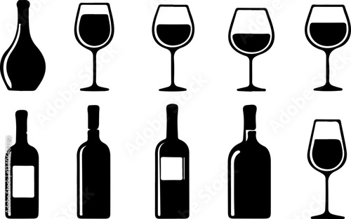 set of wine bottles