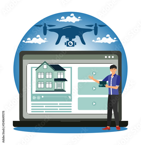 Real estate video tour. Real Estate Presentation Featuring Drone Technology and Virtual Home Showcasing.