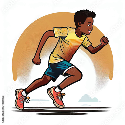 Afro american boys running poses vector