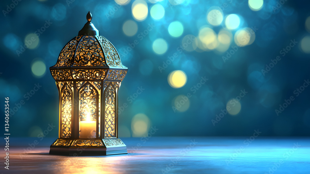 glowing arabic lantern on bokeh background for ramadan kareem, iftar, miraj, eid al fitr, eid al adha with copy space, festive invitation glowing arabic lantern on bokeh background for ramadan kareem, iftar, miraj, eid al fitr, eid al adha with copy space, festive invitation