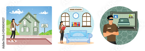 Real estate agent concept. Home staging. Real estate virtual tour.