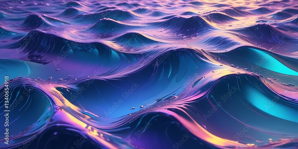 Obraz premium Blue ocean with waves and a purple color