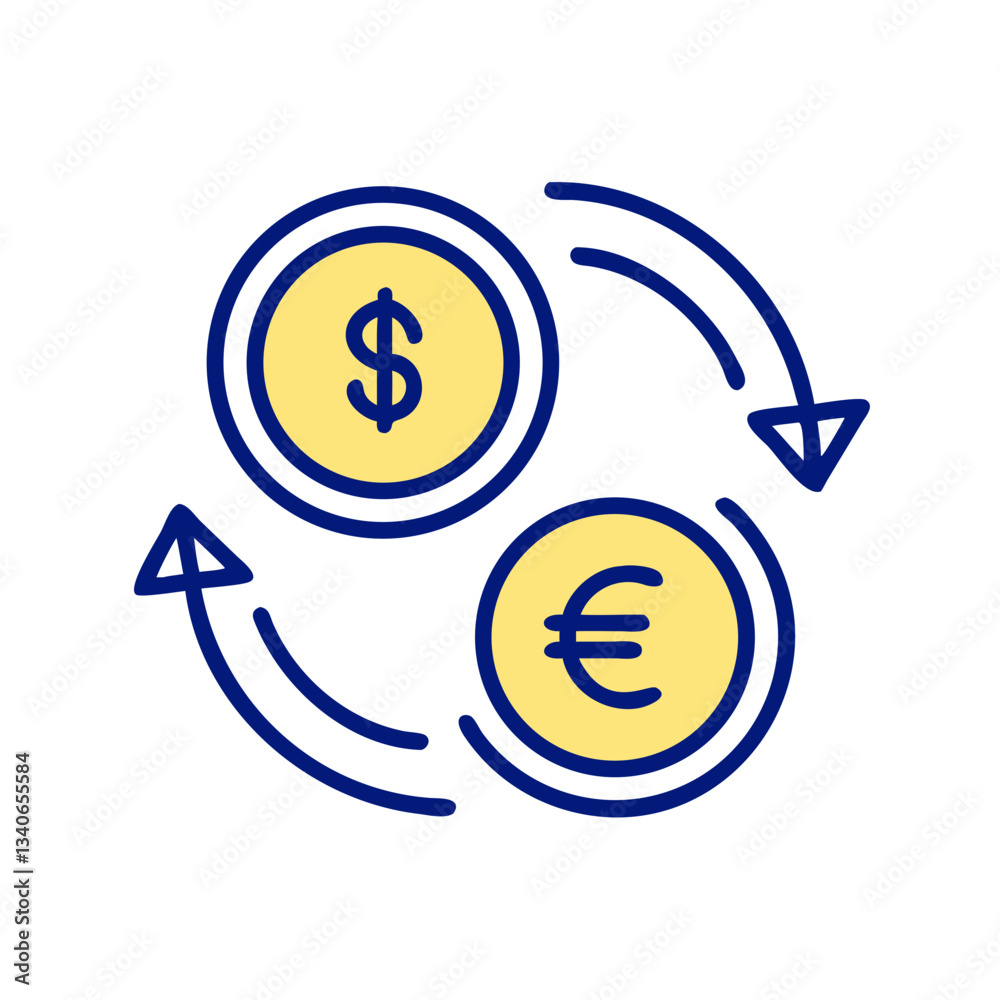 Circular currency exchange arrows Circular currency exchange arrows