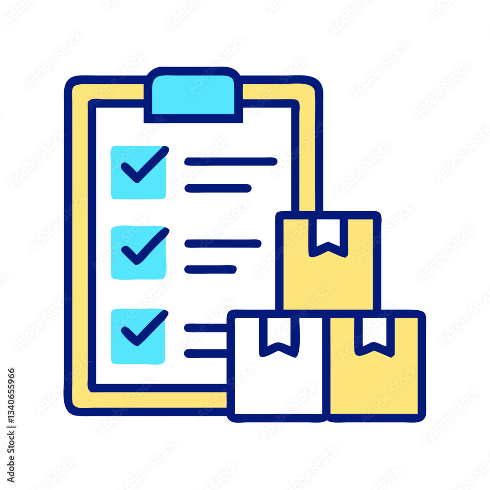 Fototapeta premium Checklist with delivery package icon
