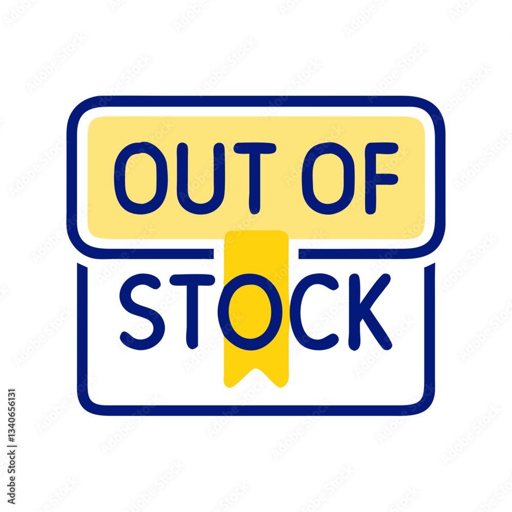 Out of stock badge with yellow banner Out of stock badge with yellow banner