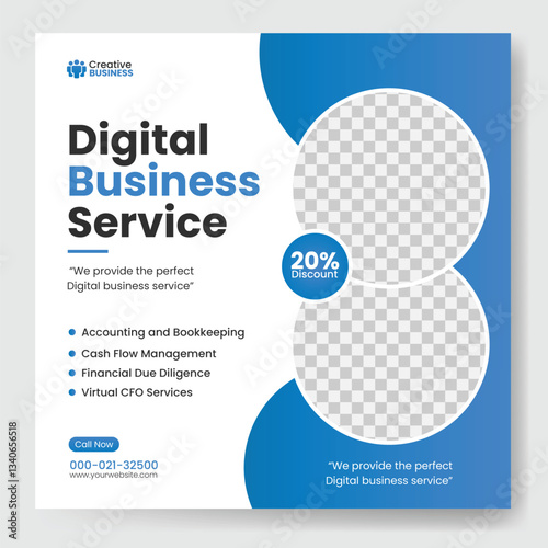 Digital business service social media post banner and corporate flyer template design