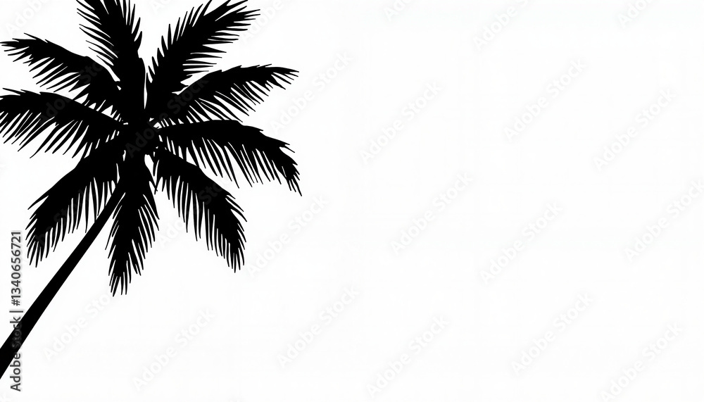 Obraz premium Elegant palm tree silhouette with minimalist design, serene aesthetics