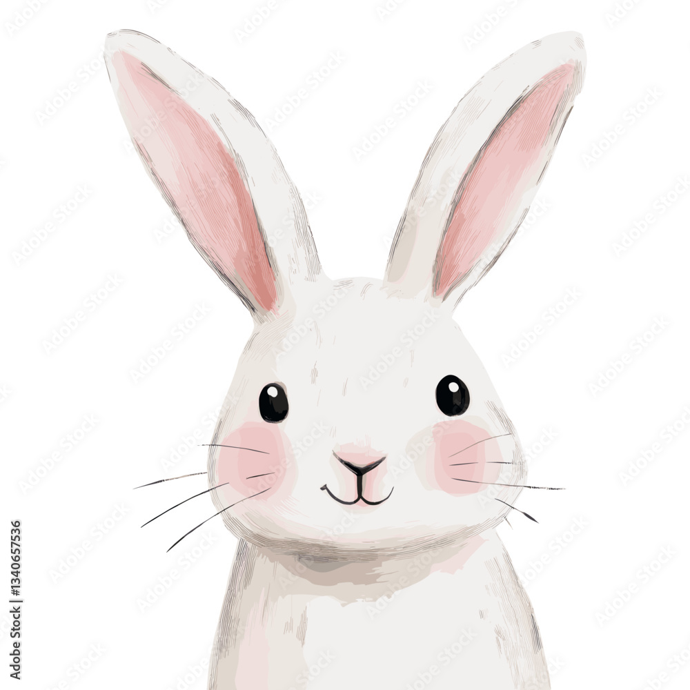 Obraz premium Cute bunny soft pastel colors animal art illustration vector