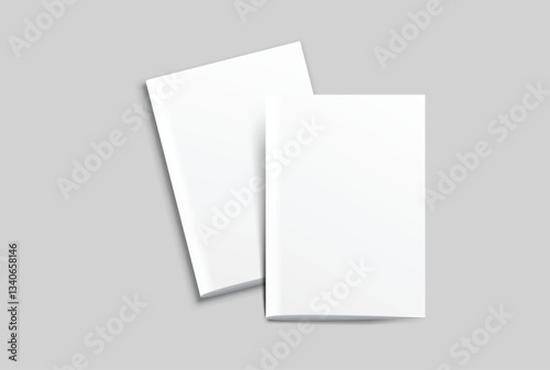 Vector realistic 3d magazine mockup with white blank cover isolated on background. For the business presentation magazine, notebook, booklet, brochure, catalogue or a publisher advertising corporate
