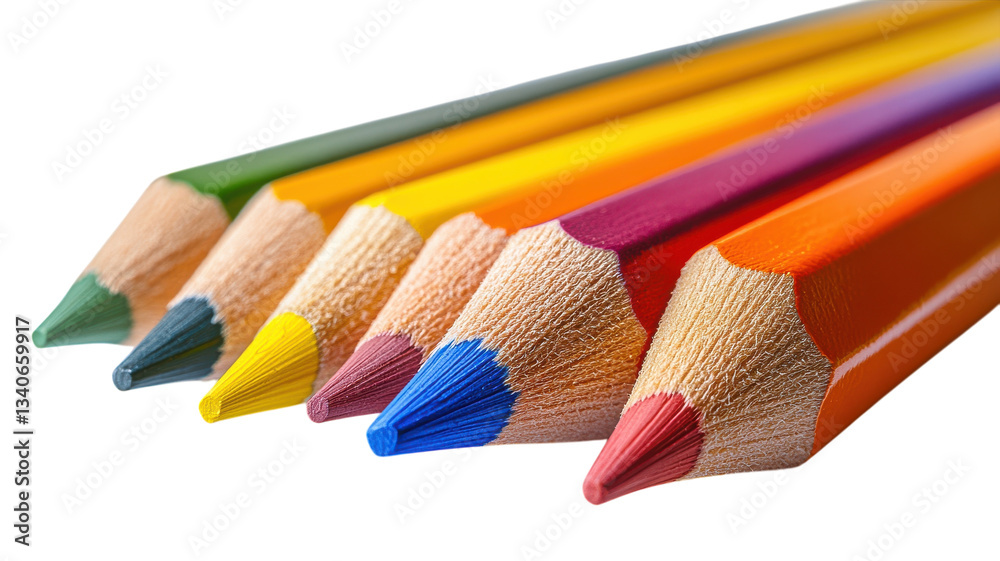 Colorful pencils arranged in a vibrant line showcasing artistry and creativity Colorful pencils arranged in a vibrant line showcasing artistry and creativity