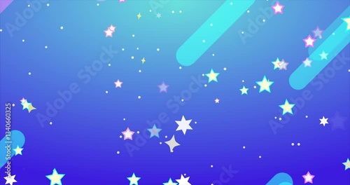 Flowing Stars and Lines.　Cute and Dreamy Motion Background. Repeatable footage.