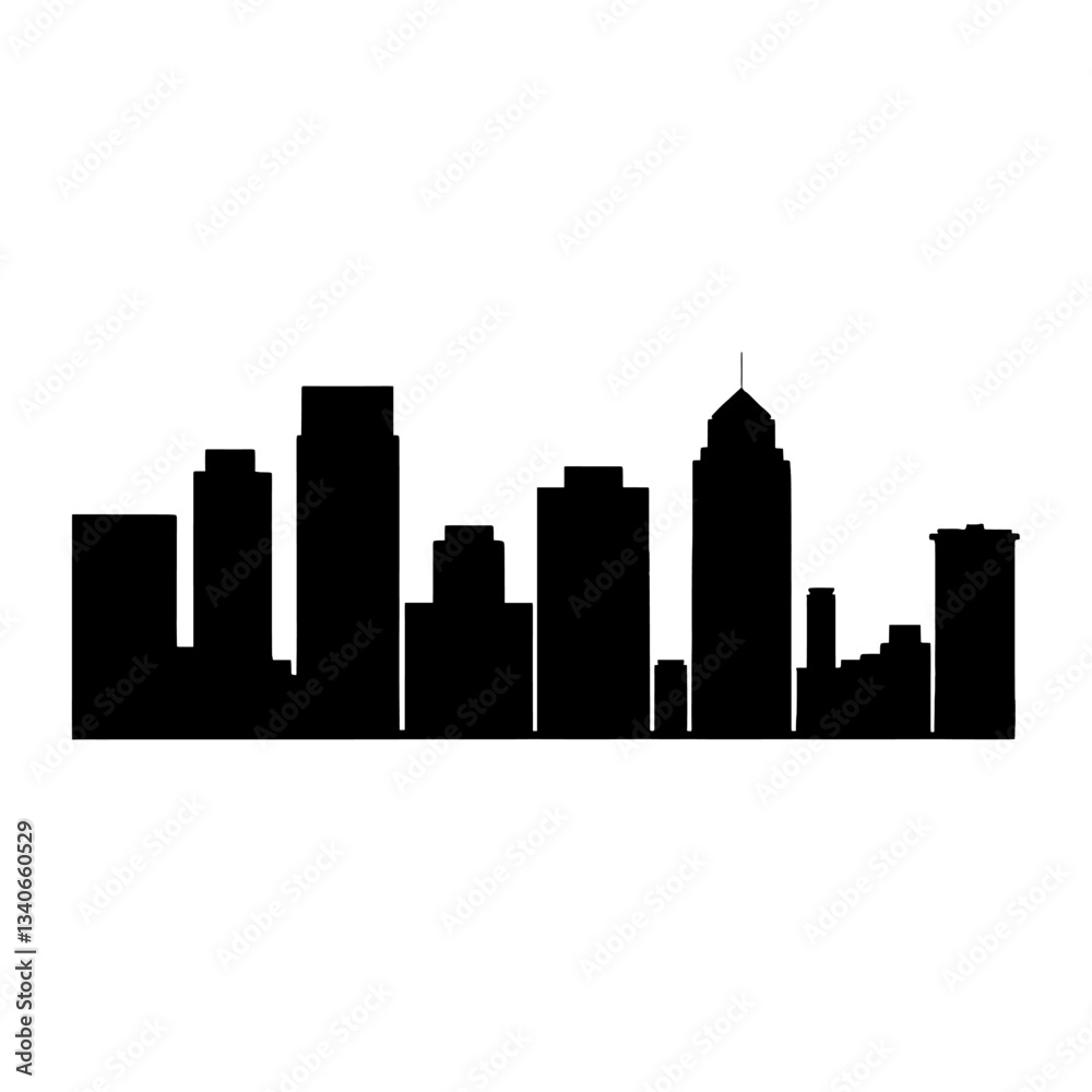 Naklejka premium Building silhouette illustration cityscape vector