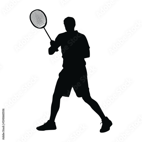 Silhouette badminton racket sports vector