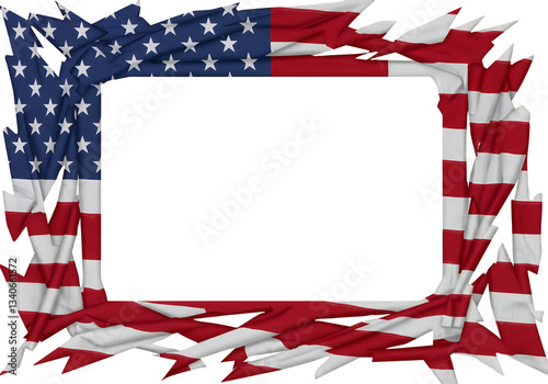 Ripped American Flag Frame for Design Projects isolated on white or transparent png background
