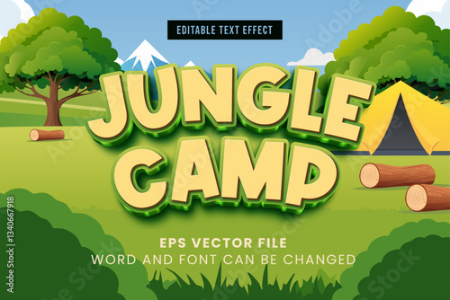 Jungle camp 3d editable vector text effect