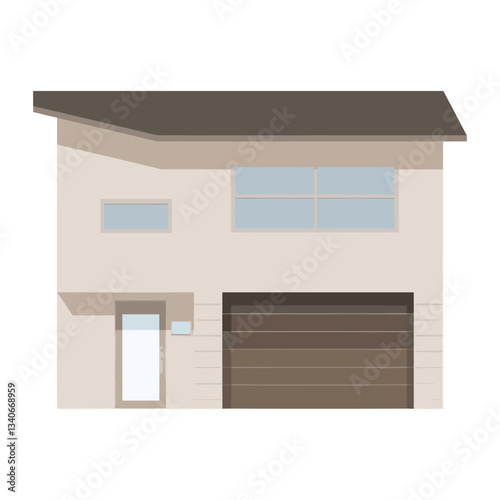 American suburb house illustration contemporary minimalist vector