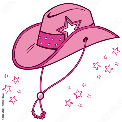 Obraz na płótnie Pink Cowboy Hat with Stars w salonie