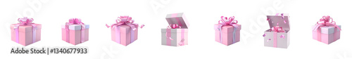 Set of Pink presents on transparent background