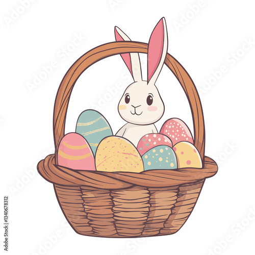 Cute Easter Eggs basket eggs colorful vector