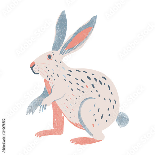 Cute rabbit illustration whimsical animal vector
