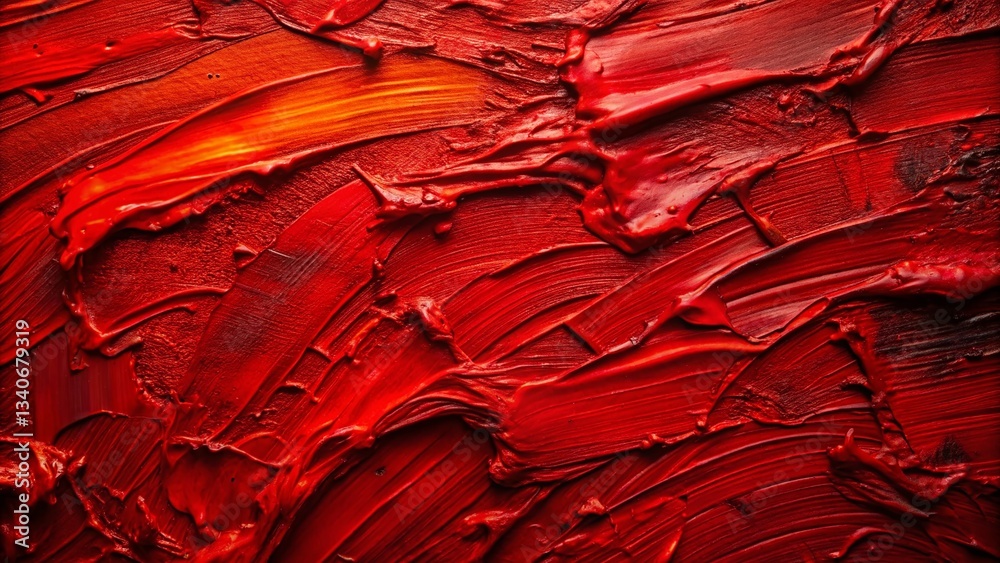 Obraz premium Red Impasto Painting Texture - Low Light Dramatic Art Photography