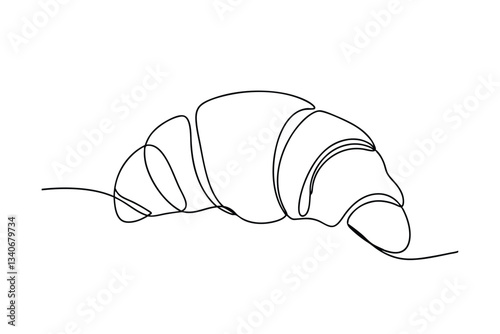 Single Line Croissant Drawing Bakery, Pastry, Breakfast, Food Art