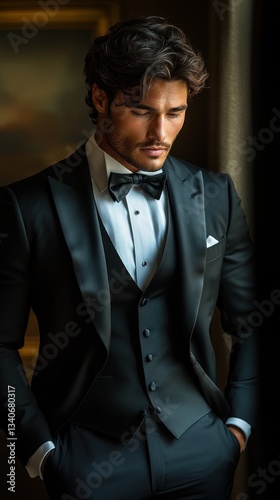 Elegant Man in Tuxedo, Classic Style and Sophistication