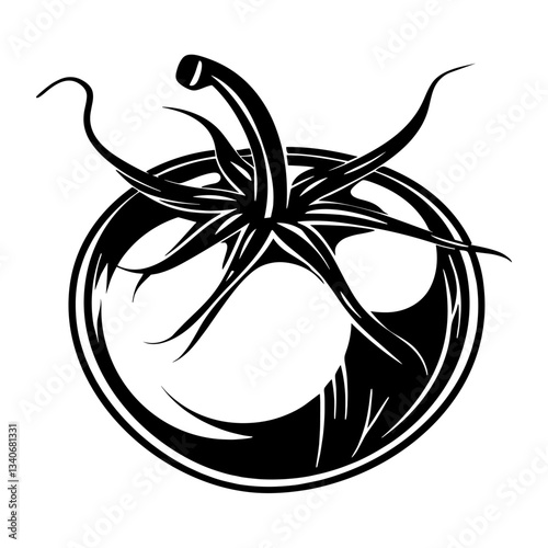 Tomato icon illustration black white vector