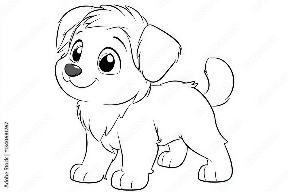 Cute cartoon puppy standing playfully in a cheerful pose with a friendly expression and fluffy fur Cute cartoon puppy standing playfully in a cheerful pose with a friendly expression and fluffy fur