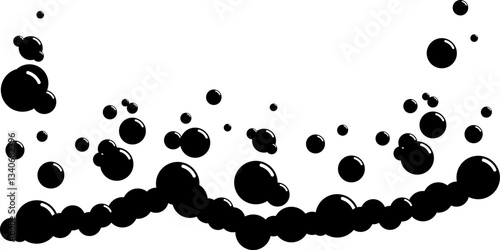 Fizzy Drink, Water Bubble, Soap foam bubbles suds framing shower gel, shampoo, shaving, mousse. Soda Drops Silhouette Icon Set. Soap Symbol Collection. Isolated Vector Illustration.