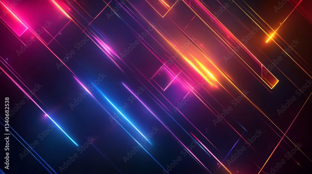 Abstract Neon Lines Background with Bright Glowing Colors Abstract Neon Lines Background with Bright Glowing Colors