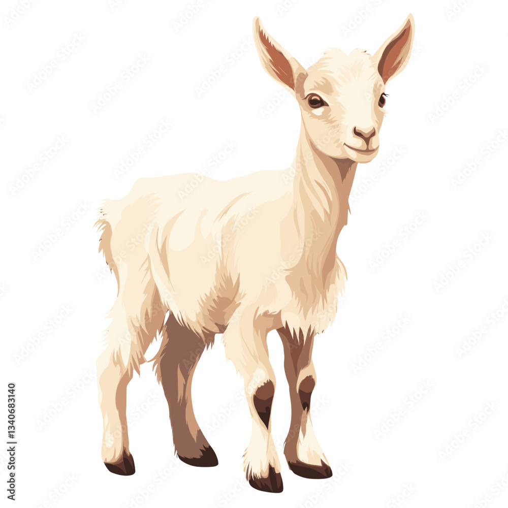 Fototapeta premium Baby goat illustration animal livestock vector