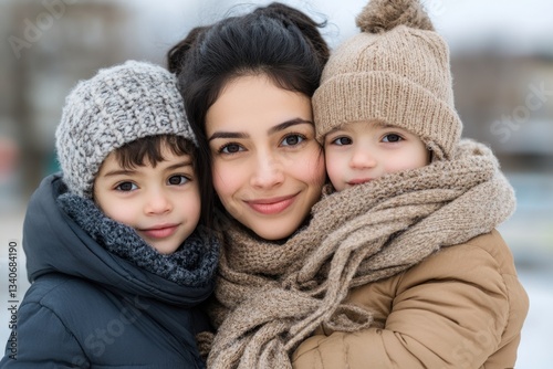 Cozy Winter Family Portrait with Happy Smiles