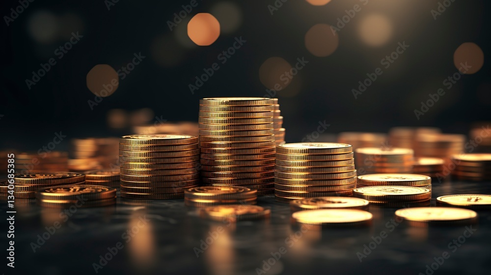 A photo of a concept image of cryptocurrency coins. A photo of a concept image of cryptocurrency coins.
