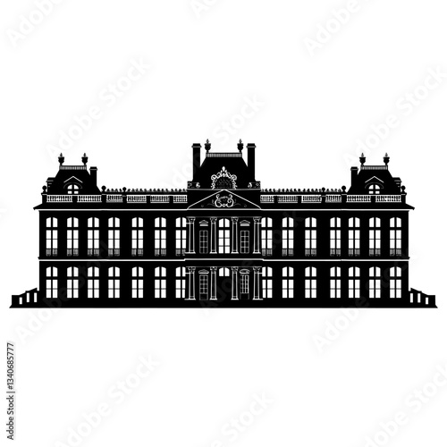 Paris palace of Versailles architecture illustration silhouette vector