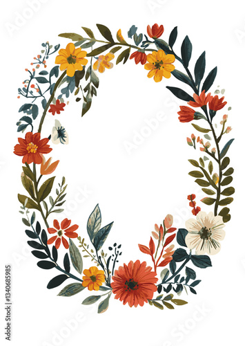 Rahmen aus Blumen und Blättern, Dekorativer floraler Rahmen, frei skalierbar, transparentes Vektor Format. Ideal für Grußkarten, Ostergrüße, Frühling, Sommer Motiv photo