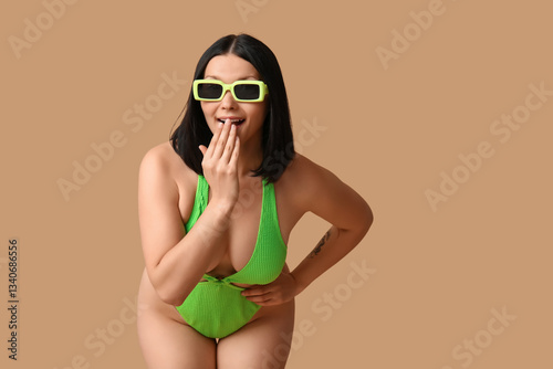 Surprised young woman in st...