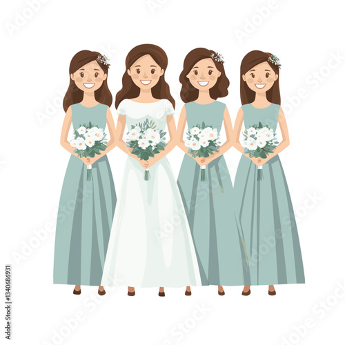 4 bridesmaide bridesmaids illustration wedding vector