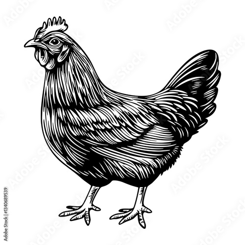 Chicken linear chicken illustration animal vector
