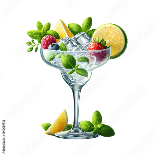 Margarita in a glass isolated on white background