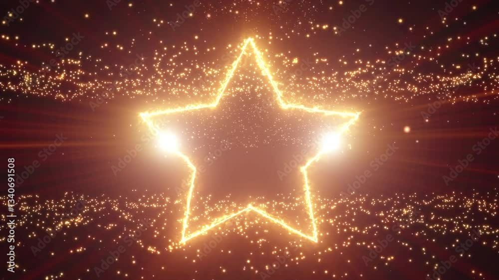 Fiery Star abstract background with glowing lights and particles