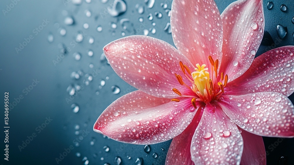 Fototapeta premium Dewdrops on Pink Flower