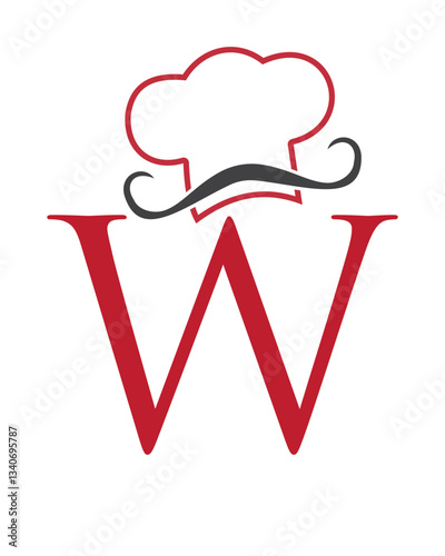Initial Letter W Chef Hat Symbol For Restaurant Logo Design Vector Template